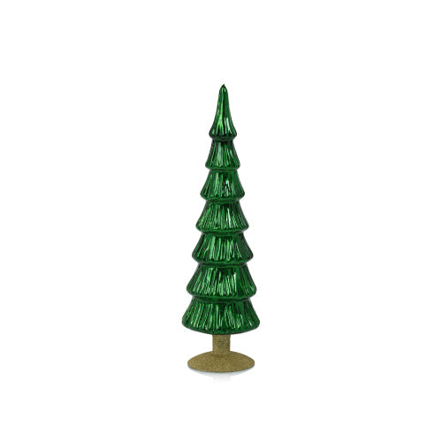 15.25" Miramonti Glass Tree on Gold Glitter Base - Classic Green Seasonal Zodax   