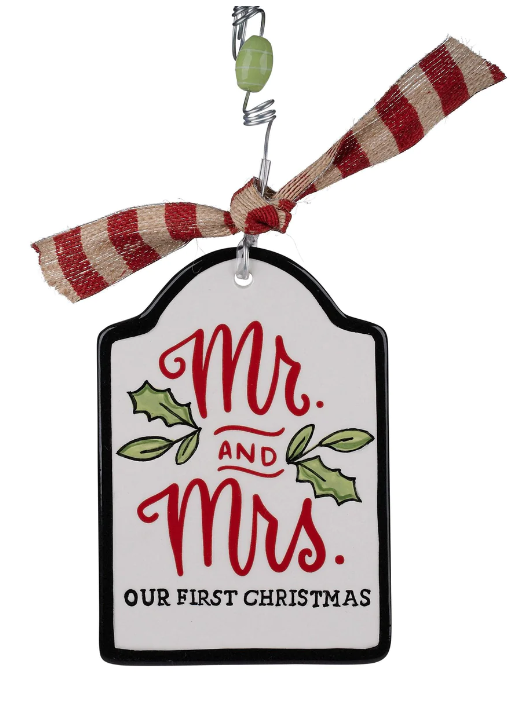 Mr. & Mrs. First Christmas Flat Ornament Seasonal Glory Haus   