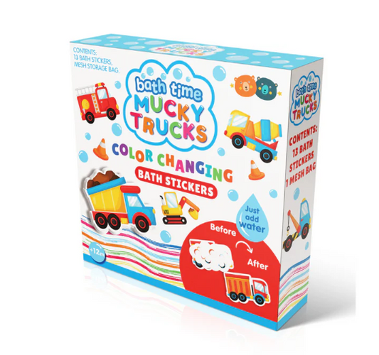 Color Changing Bath Stickers - Mucky Trucks Bath Buddy & Barney   