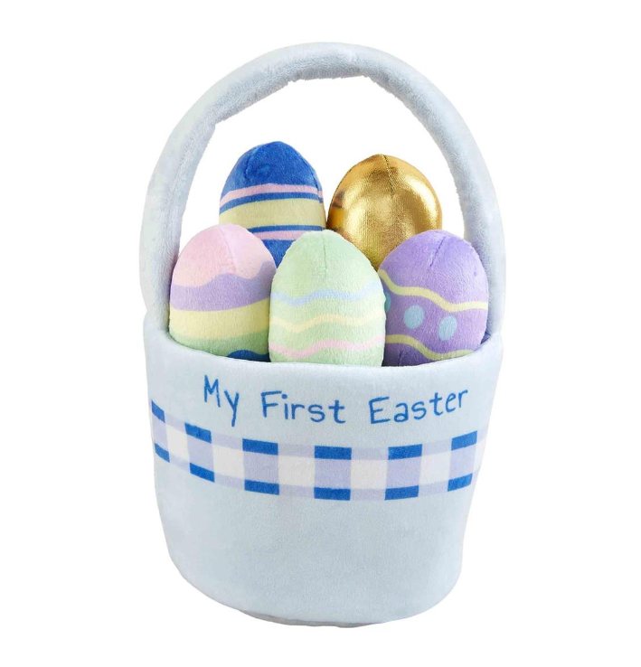 Blue My First Easter Basket Plush Set Seasonal Mudpie   