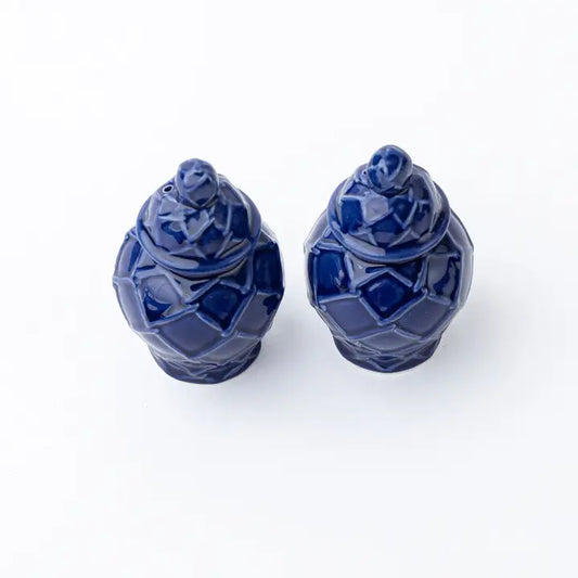 Boxed Salt & Pepper Set - Textured Ginger Jar Navy Kitchen + Entertaining 8 Oak Lane