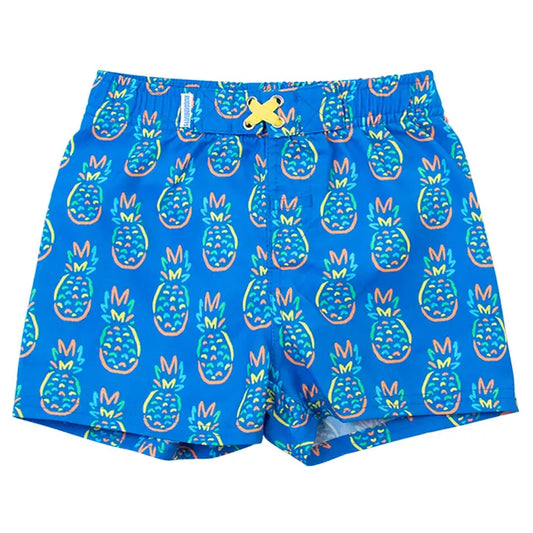 Neon Blue Pineapples Swim Trunks Kids Swim Rufflebutts