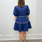 Nova Dress - Navy w/ Colorful Scalloped Trim Short Dresses Entro