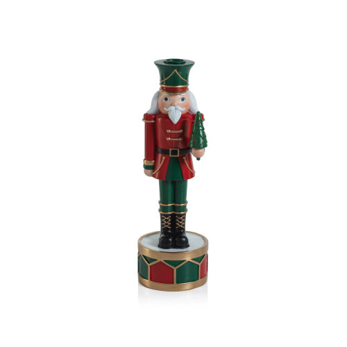 12" Nutcracker Taper Holder - Red & Green Seasonal Zodax   