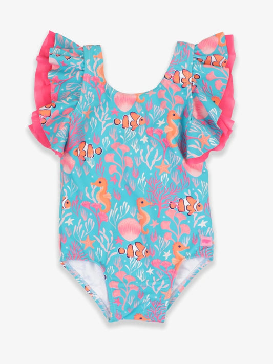 Ocean Tides Butterfly Sleeve One Piece Kids Swim Rufflebutts