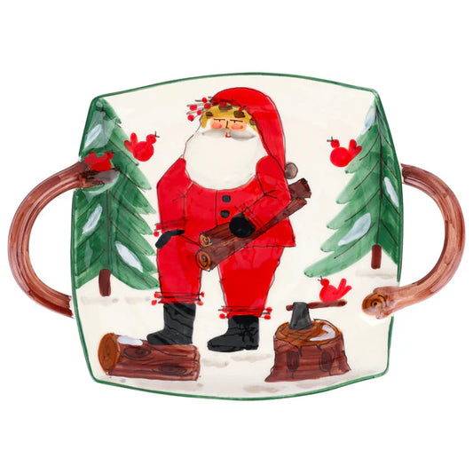 Old St. Nick Handled Square Platter Seasonal Vietri   