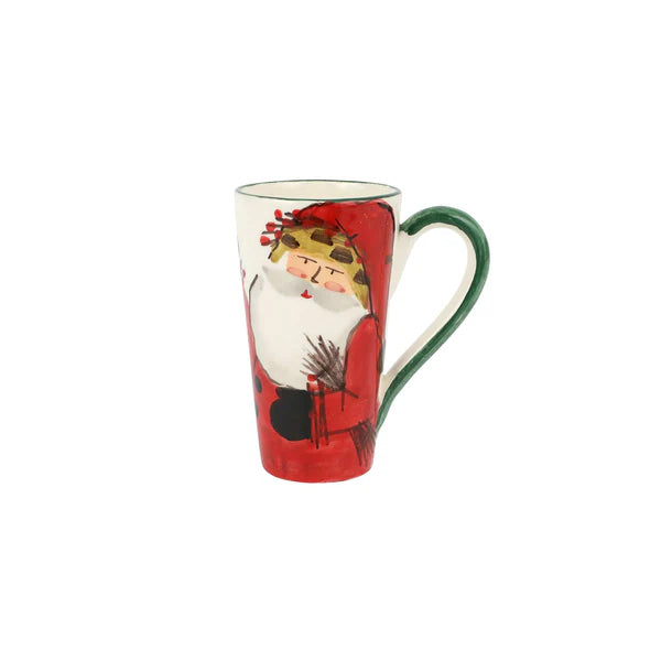 Old St. Nick Latte Mug w/ Bird Nest Seasonal Vietri   