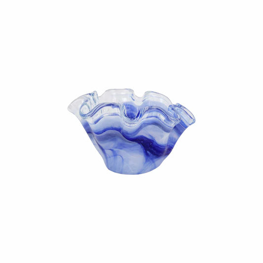 Onda Glass Cobalt Petite Ruffled Bowl Kitchen + Entertaining Vietri   