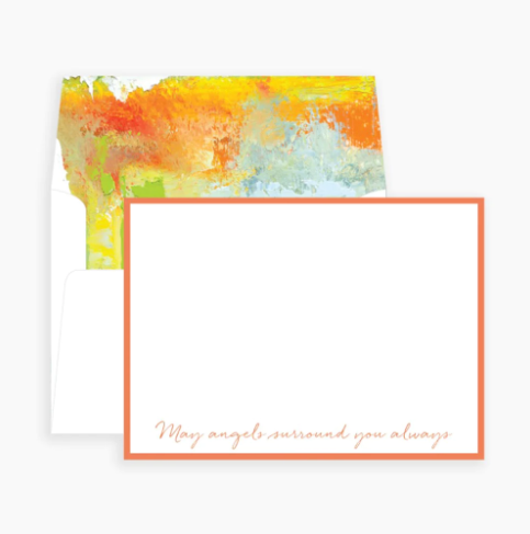 Orange May Angels Surround You Notecards Paper Goods Anne Neilson Home   