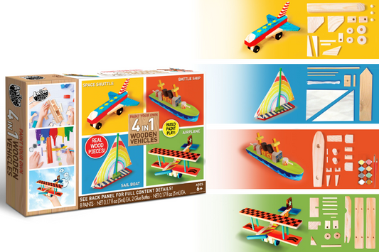 Paint Your Own 4 in 1 Wooden Vehicles Toys Anker Play   