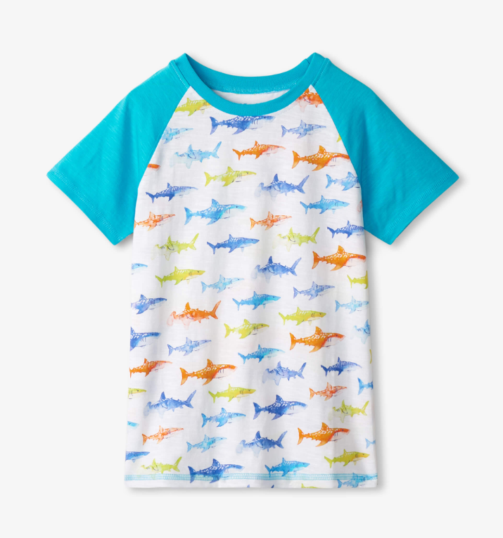 Painted Sharks Raglan Tee Boys Shirts + Polos Hatley   