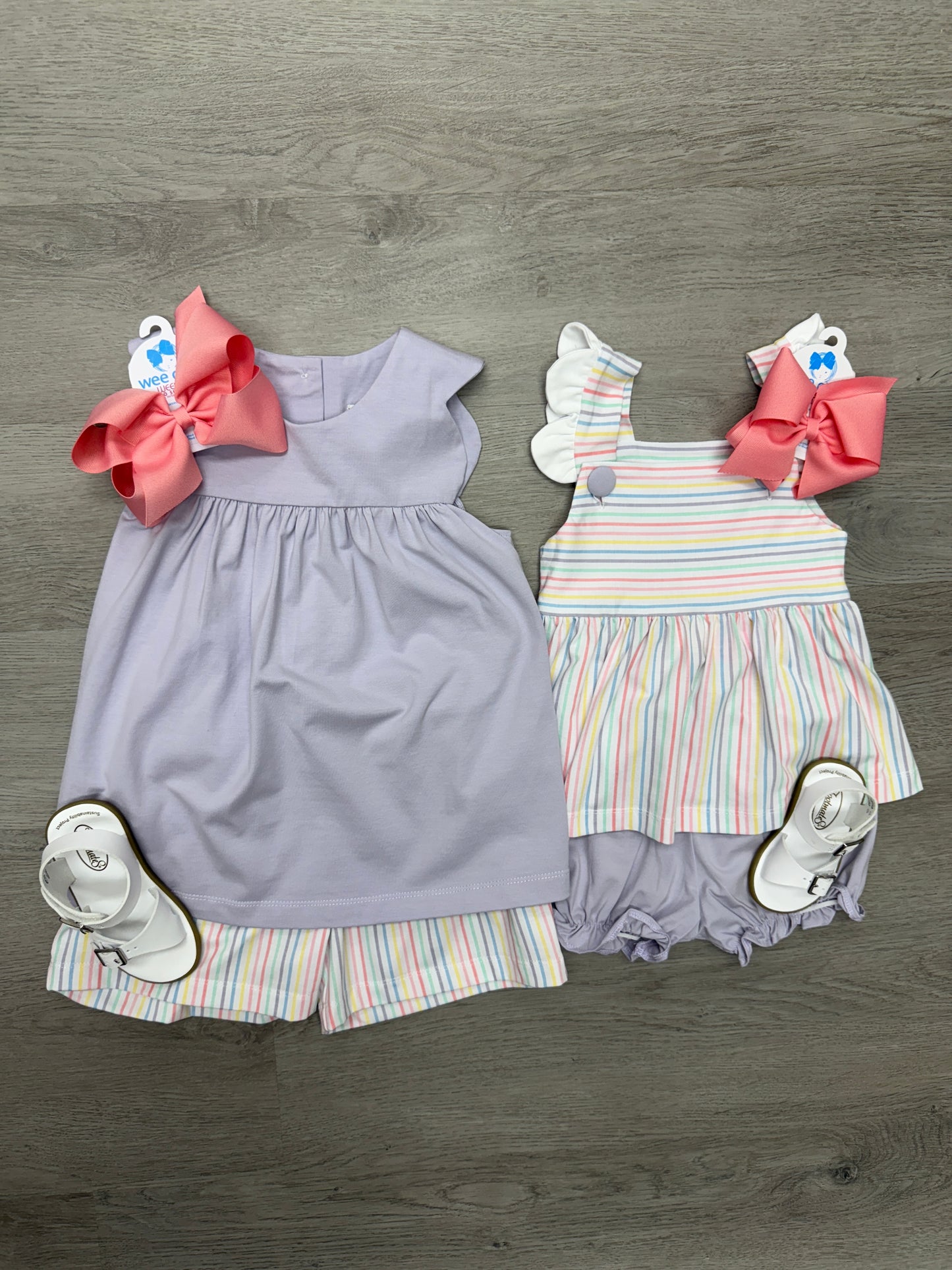 Pastel Stripe Scalloped Short Set Girls Sets Banana Split