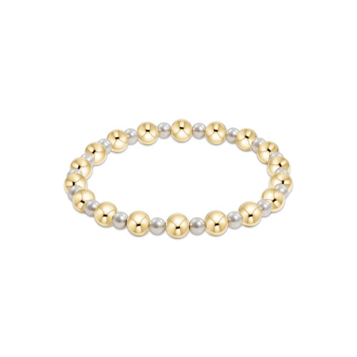 Pearl Grateful Pattern 4mm Bead Bracelet - 6mm Gold Bracelets enewton   