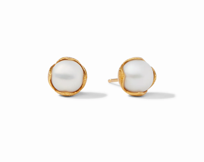 Penelope Stud Gold Pearl - Medium Earrings Julie Vos   