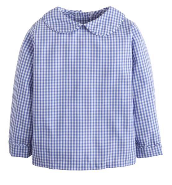 Peter Pan Shirt - Royal Gingham Boys Shirts + Polos Little English   