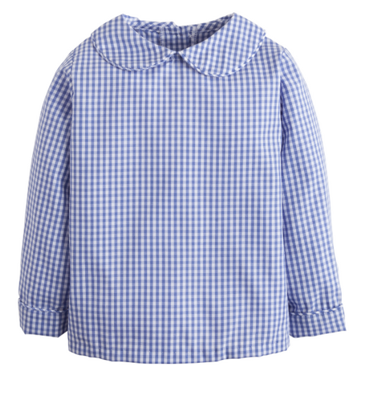 Peter Pan Shirt - Royal Gingham Boys Shirts + Polos Little English   