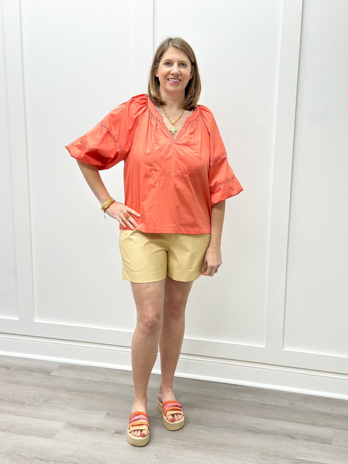 Molly Cotton Sateen Top - Coral Reef Tops Tyler Boe   