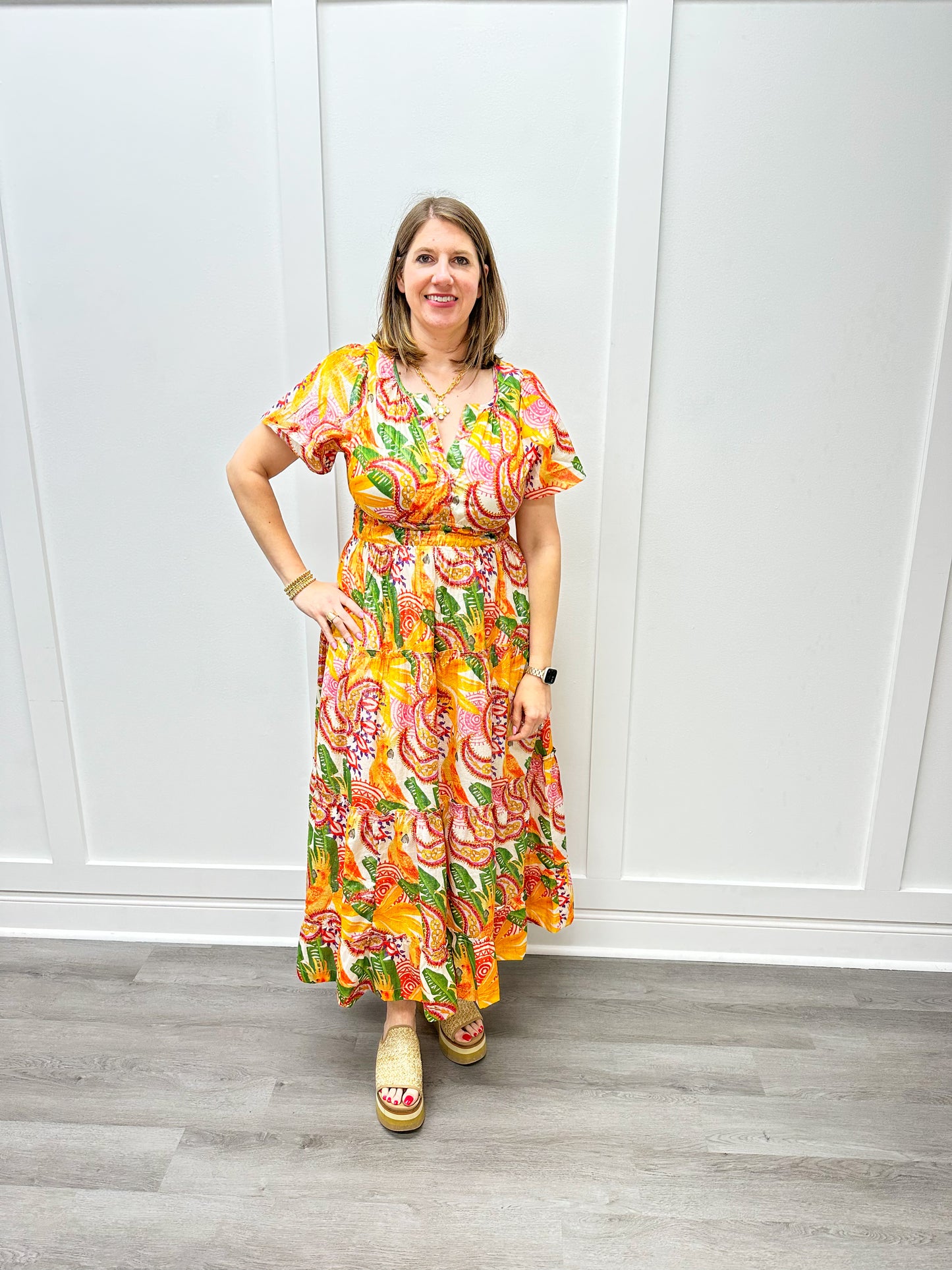 Willow Maxi Dress - Tropical Fruit Long Dresses Briton Court   