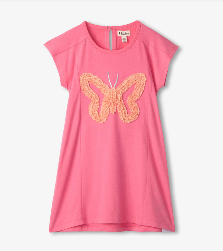 Pink Butterfly A-Line Panel Dress Girls Play Dresses Hatley