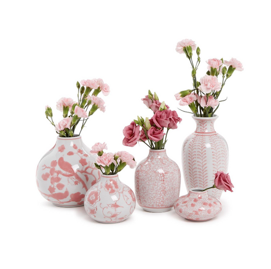 Pink Chinoiserie Vases - 5 pc Set Assorted Kitchen + Entertaining Two's Company   