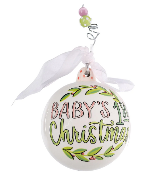 Pink Eggs Baby's First Christmas Ornament Seasonal Glory Haus   