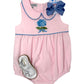 Pink Embroidered Blue Hydrangea Bubble Girls Bubbles + Rompers Sweet Dreams