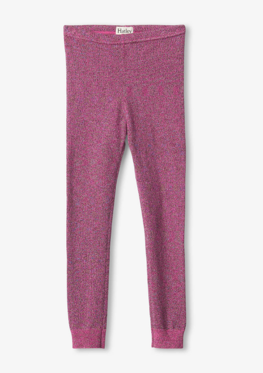 Pink Glitter Cable Knit Leggings Girls Pants + Leggings Hatley   