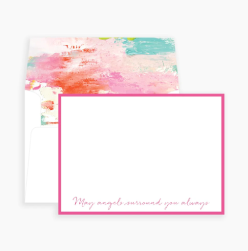 Pink May Angels Surround You Notecards Paper Goods Anne Neilson Home   