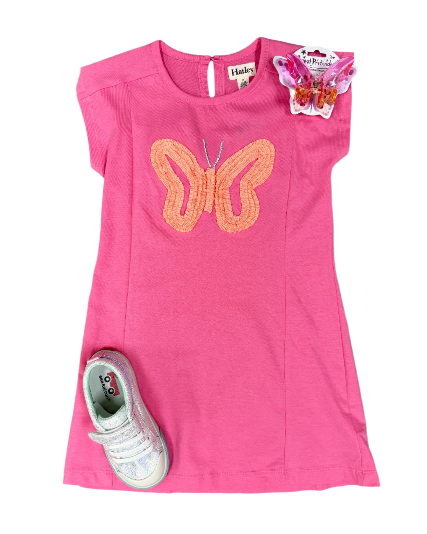 Pink Butterfly A-Line Panel Dress Girls Play Dresses Hatley