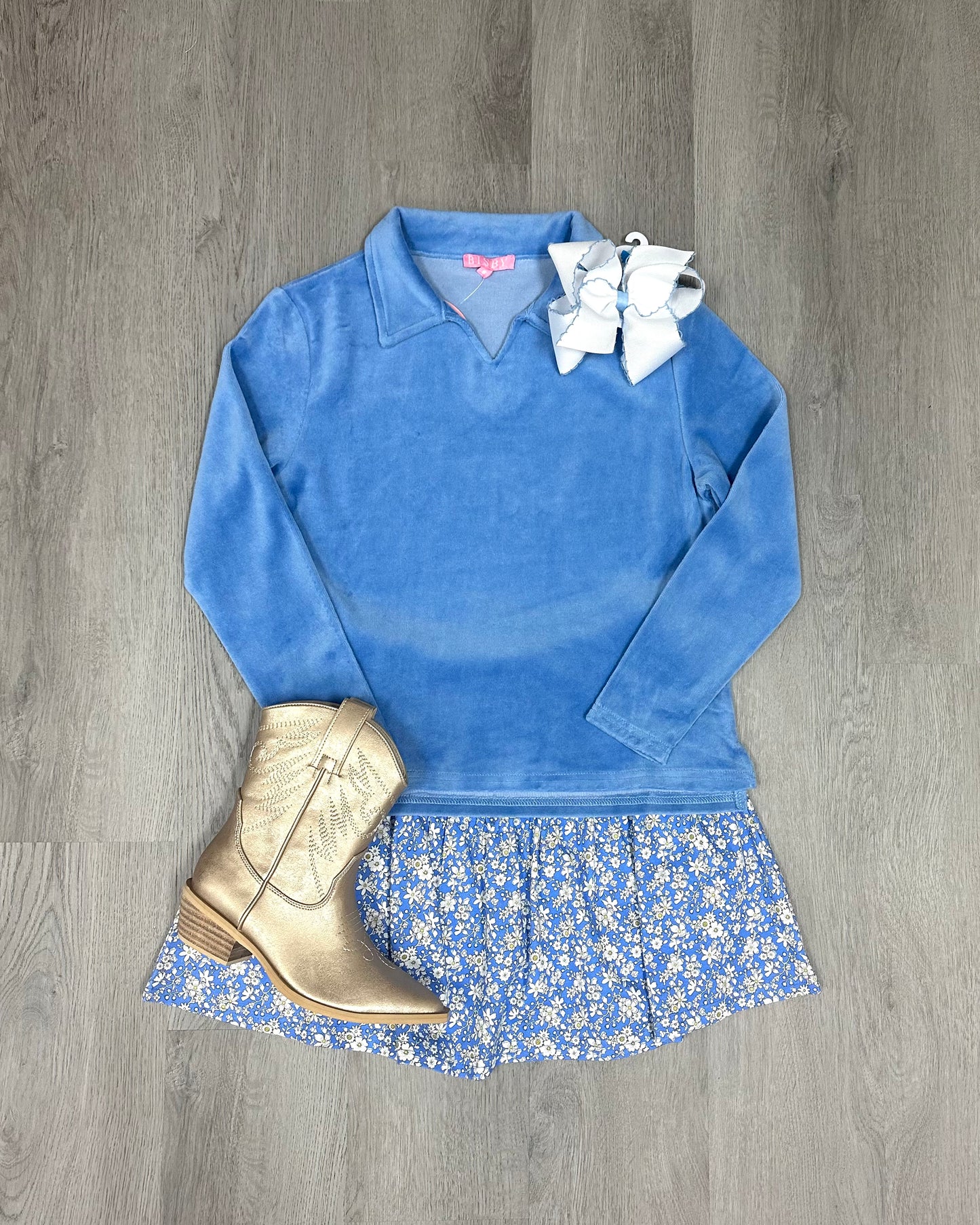 Polo Pullover - French Blue Girls Tops + Tees Bisby   