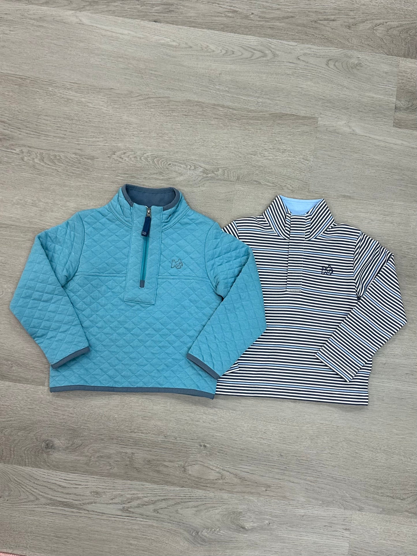 Quilted Zip Pullover - Adriatic Blue Boys Sweaters + Sweatshirts Prodoh   