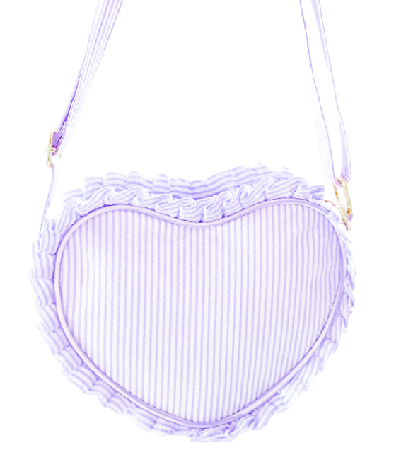 Heart Purse - Lily Lavender Seersucker Kids Backpacks + Bags Bits & Bows   