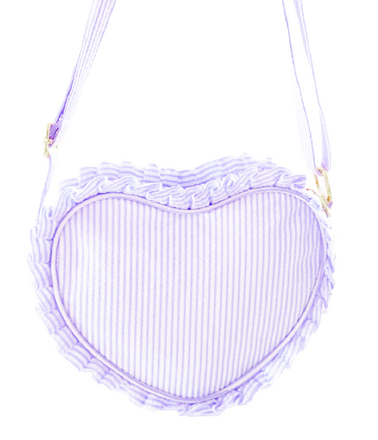 Heart Purse - Lily Lavender Seersucker Kids Backpacks + Bags Bits & Bows   