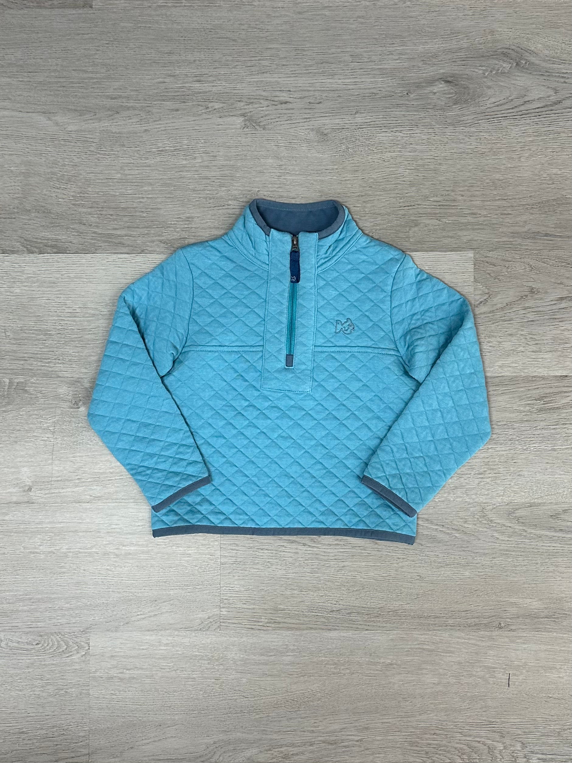 Quilted Zip Pullover - Adriatic Blue Boys Sweaters + Sweatshirts Prodoh   