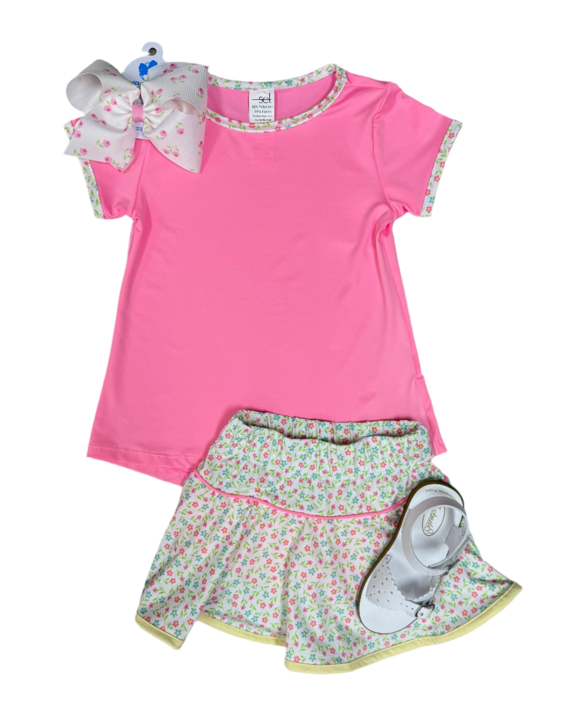 Bridget Basic Tee - Flamingo Pink/Petal Pop Girls Tops + Tees Set Athleisure