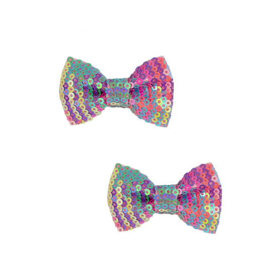 Rainbow Sequin Bows Kids Hair Accessories Great Pretenders   