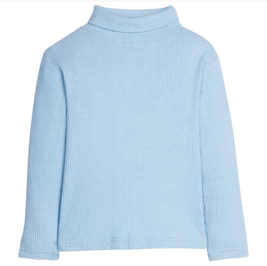 Ribbed Turtleneck - Ice Blue Girls Tops + Tees Bisby   