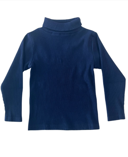 Ribbed Turtleneck - Navy Girls Tops + Tees Bisby   