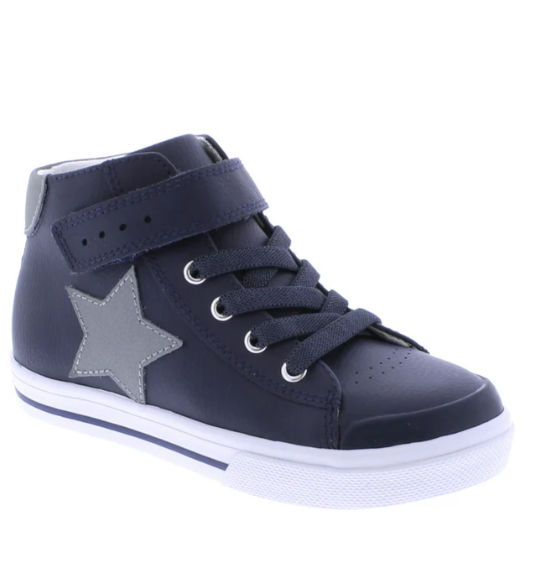 Riley - Navy/Gray Leather Boys Shoes Footmates   