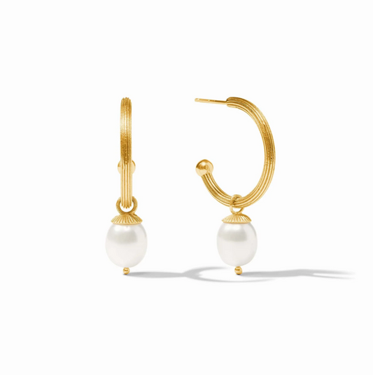 Sanibel Pearl Hoop & Charm Earring - Pearl Earrings Julie Vos   