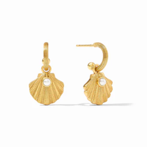 Sanibel Shell Hoop & Charm Earring - Pearl Earrings Julie Vos   
