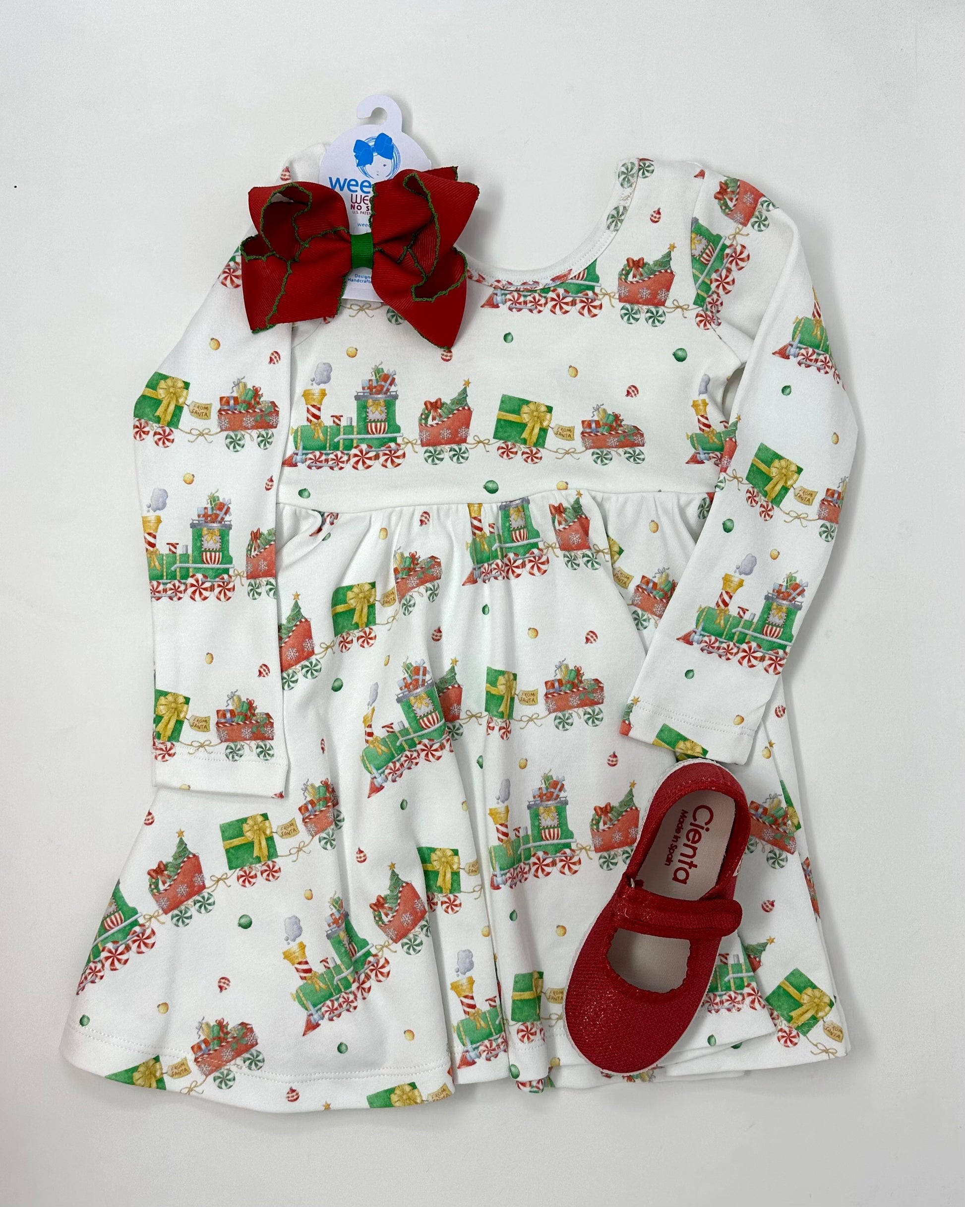 Organic Cotton Twirl Dress - Santa's Sweet Express Girls Play Dresses Nola Tawk   