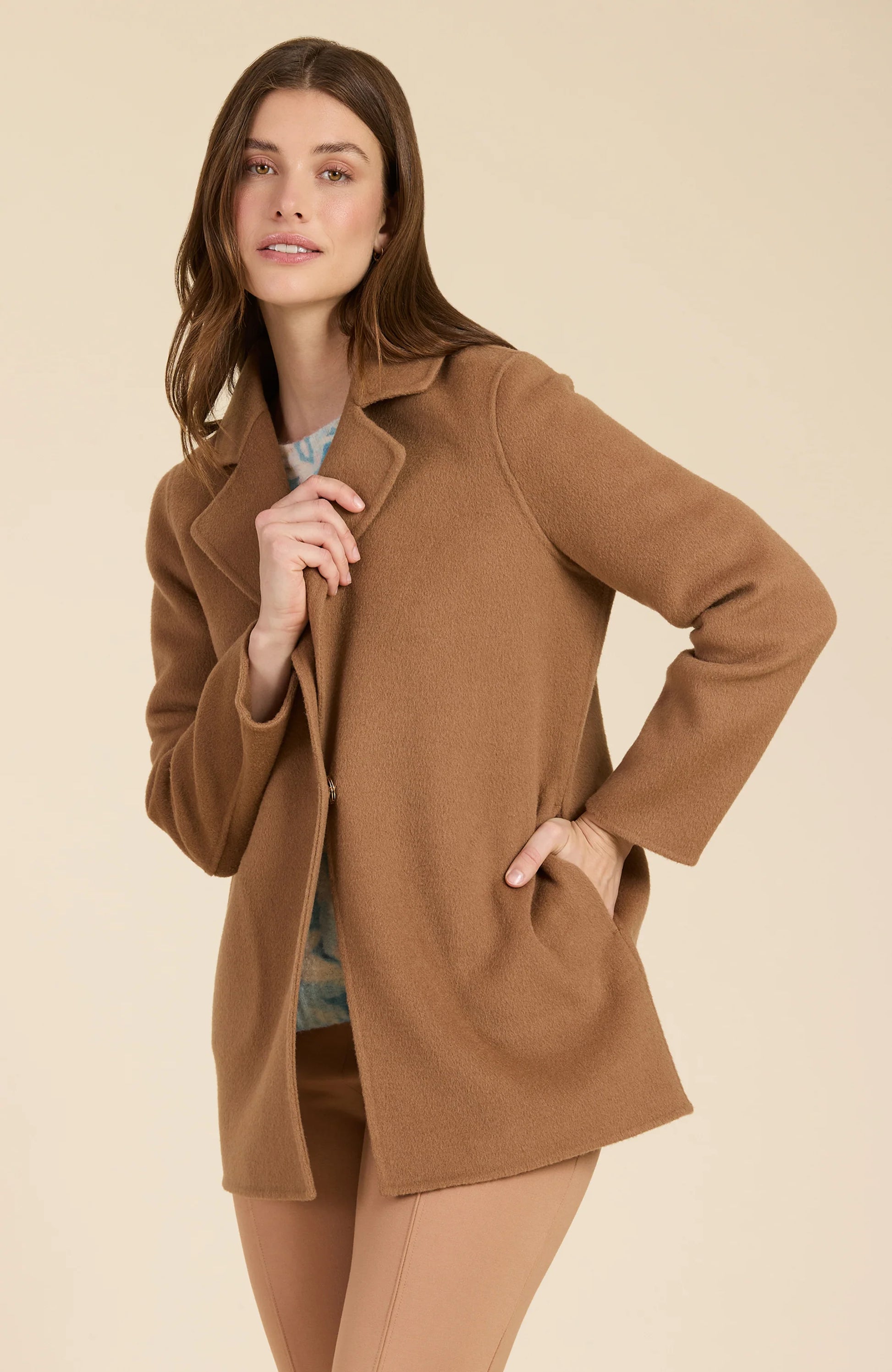 Shannon Solid Top Coat - Camel Outerwear Tyler Boe   