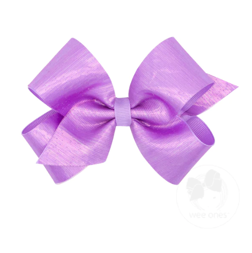 Medium Sheer Iridescent and Grosgrain Overlay Bow - Light Orchid Kids Hair Accessories Wee Ones   