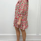 Sheila Dress - Red Floral w/ Gold Flower Buttons Short Dresses Entro