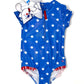 Shimmer Stars & Stripes Girls Short Sleeve Rash Guard One Piece Kids Swim Rufflebutts