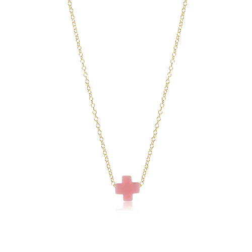 Signature Cross 16" Gold Necklace - Pink Necklaces enewton