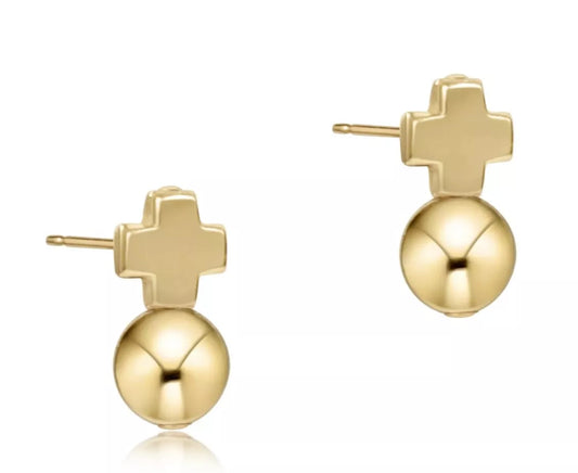 Signature Gold Cross Stud - Classic Gold Earrings enewton