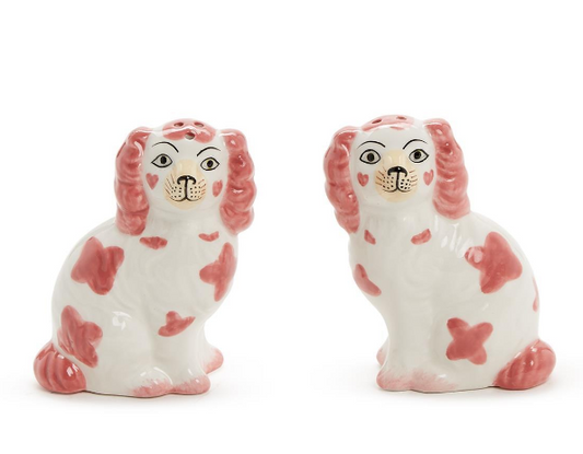 Pink Staffordshire Dog Salt & Pepper Shakers Kitchen + Entertaining Two's Company   