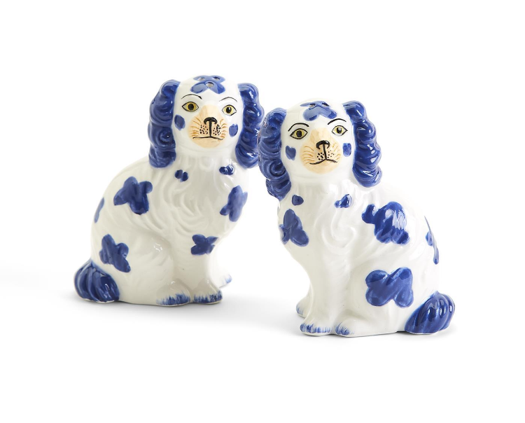 Blue Staffordshire Dog Salt & Pepper Shakers Kitchen + Entertaining Two's Company   